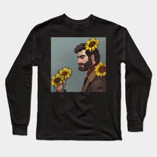 Rosary Boxer holding Sunflowers Long Sleeve T-Shirt